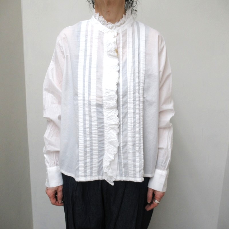 MidiUmi  ピンタックレースシャツ /OWH11